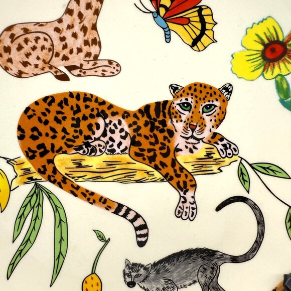 Lynn Chase Jungle Jubilee Salad Dessert Plate Ceramic Handpainted Leopard Parrot - Picture 6 of 9